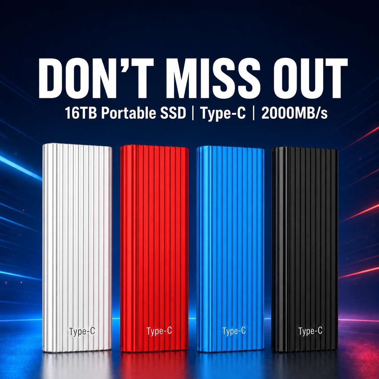 ⚡🔥High-Capacity Type-C Portable SSD – Compact External Storage Drive for Laptop, Phone & Travel