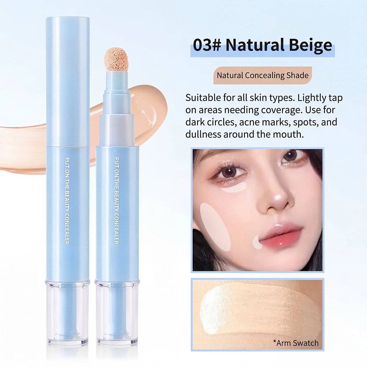 Dual-effect Concealer & Foundation Eye Concealer, Korean pressed powder foundation for a flawless complexion.