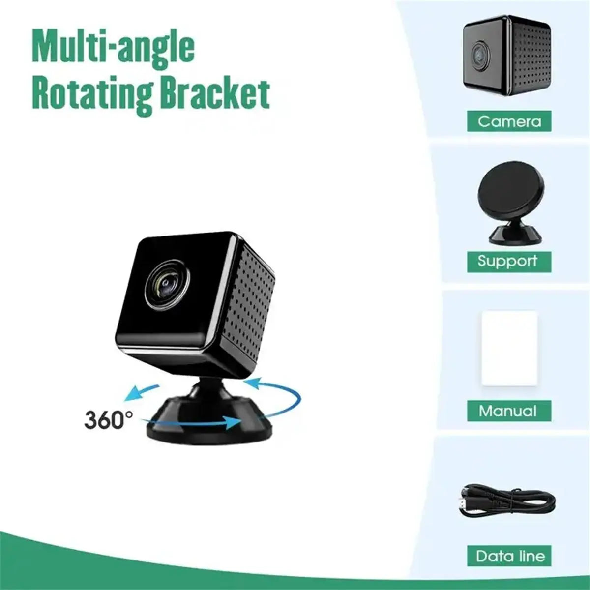 Mini WiFi Security Camera with Night Vision & Loop Recording for Indoor Use