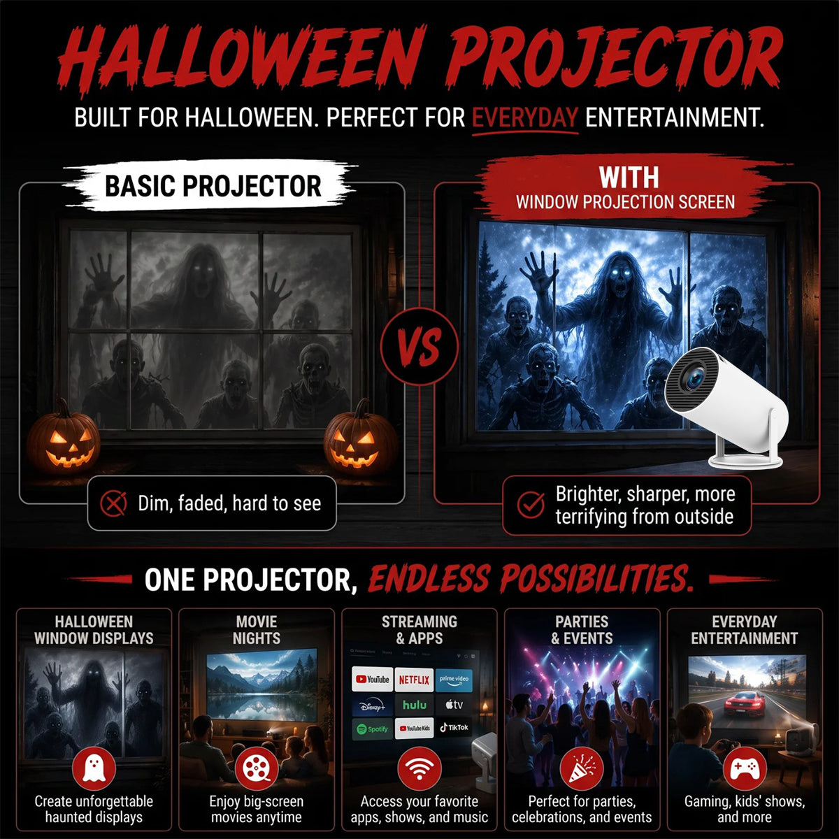 Halloween window projector