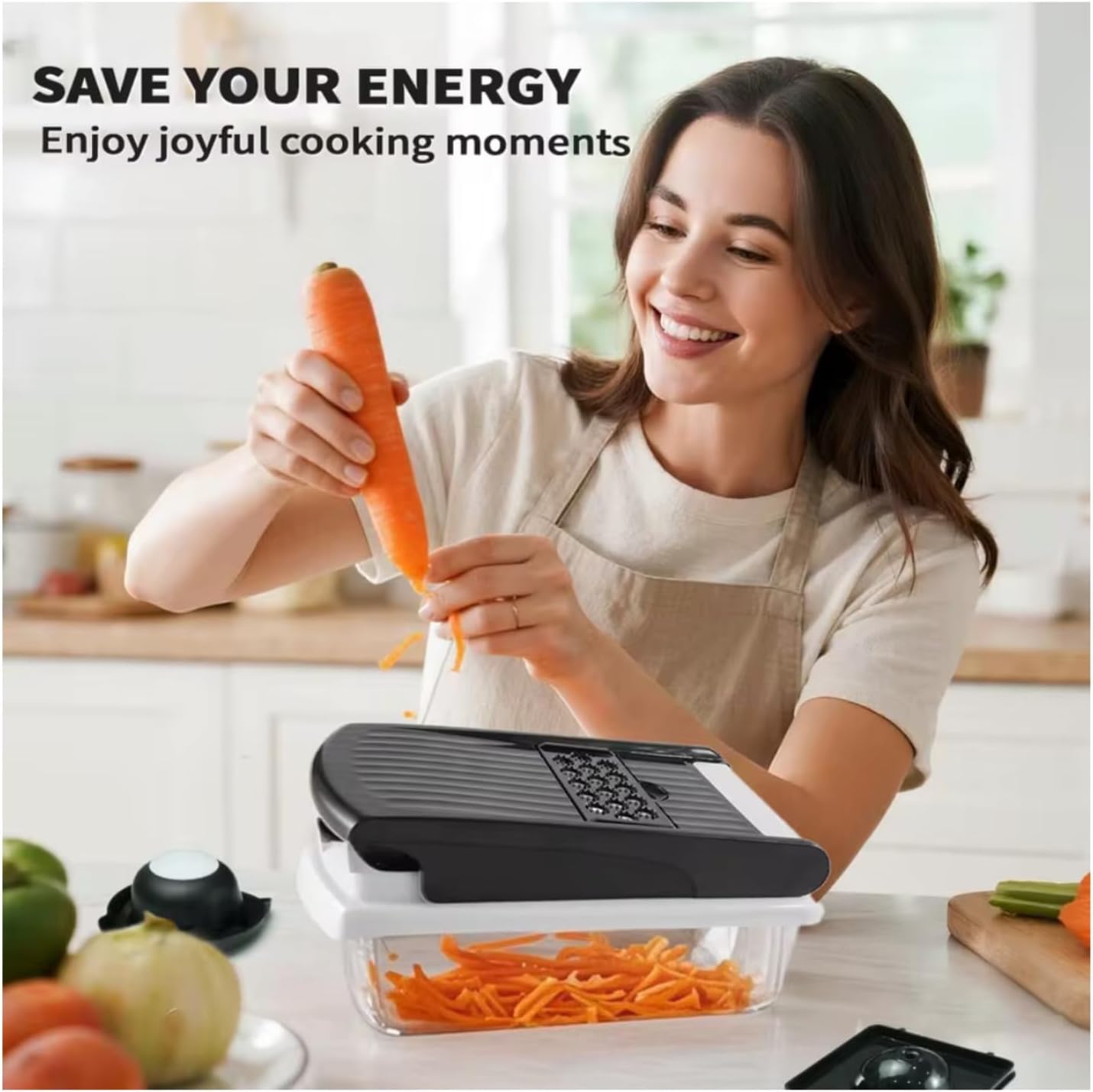 New -Series All -in-One,7 Blade Vegetable Chopper,Food Chopper,Vegetable 15 in 1 Slicer,Cutter Dicer,Mandoline Slicer for Kitchen,Multifunctional Kitchen Gadgets set with Container