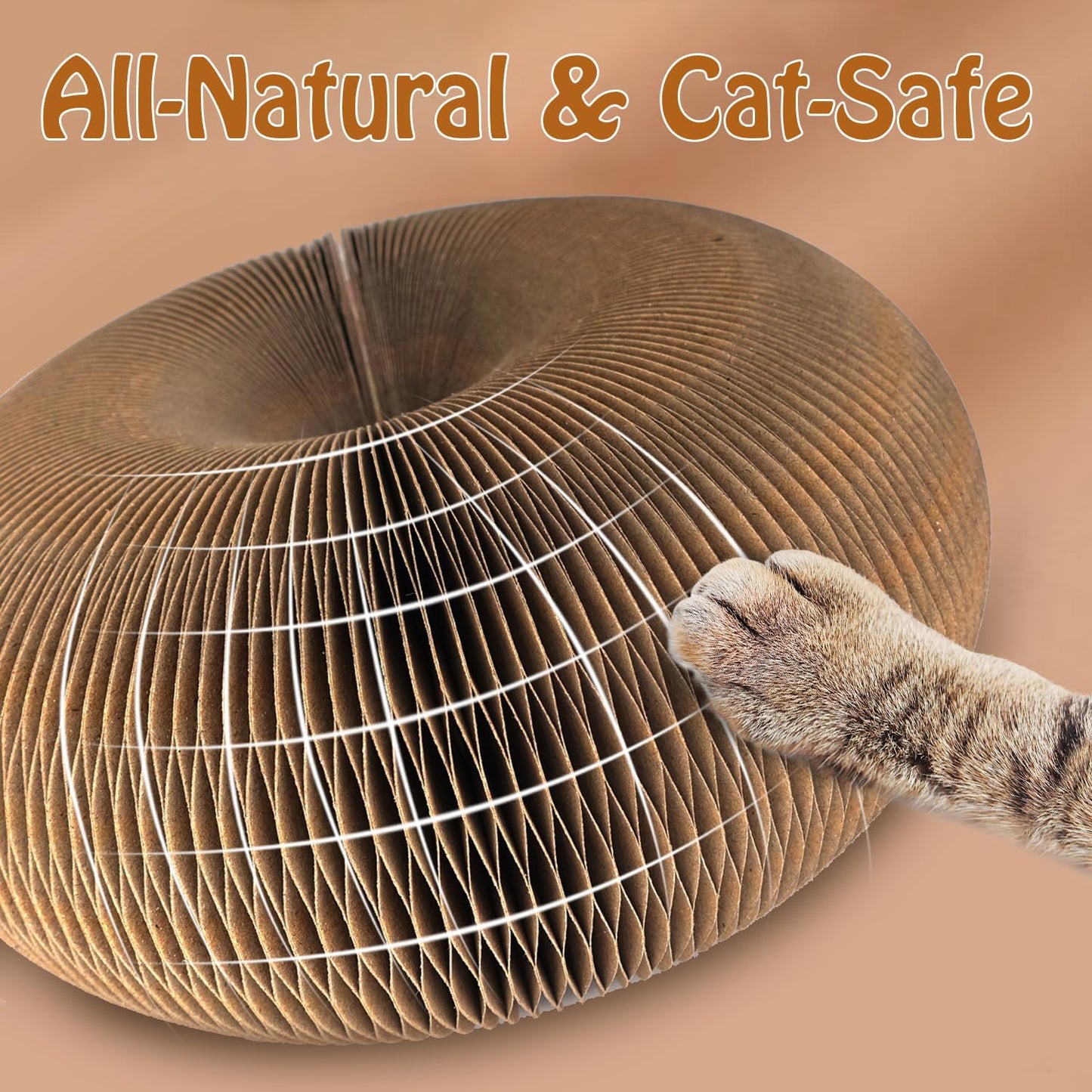 Magic Organ Cat Scratcher, Foldable with Bell Ball, Indoor Anxiety Relief Toy