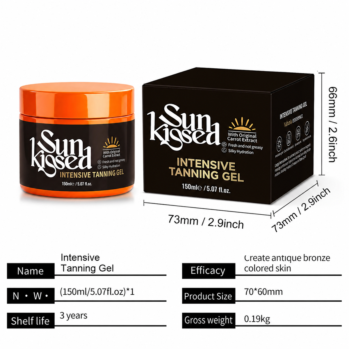 Sun-Kissed Glow Tanning Gel for Bronzed-Looking Skin