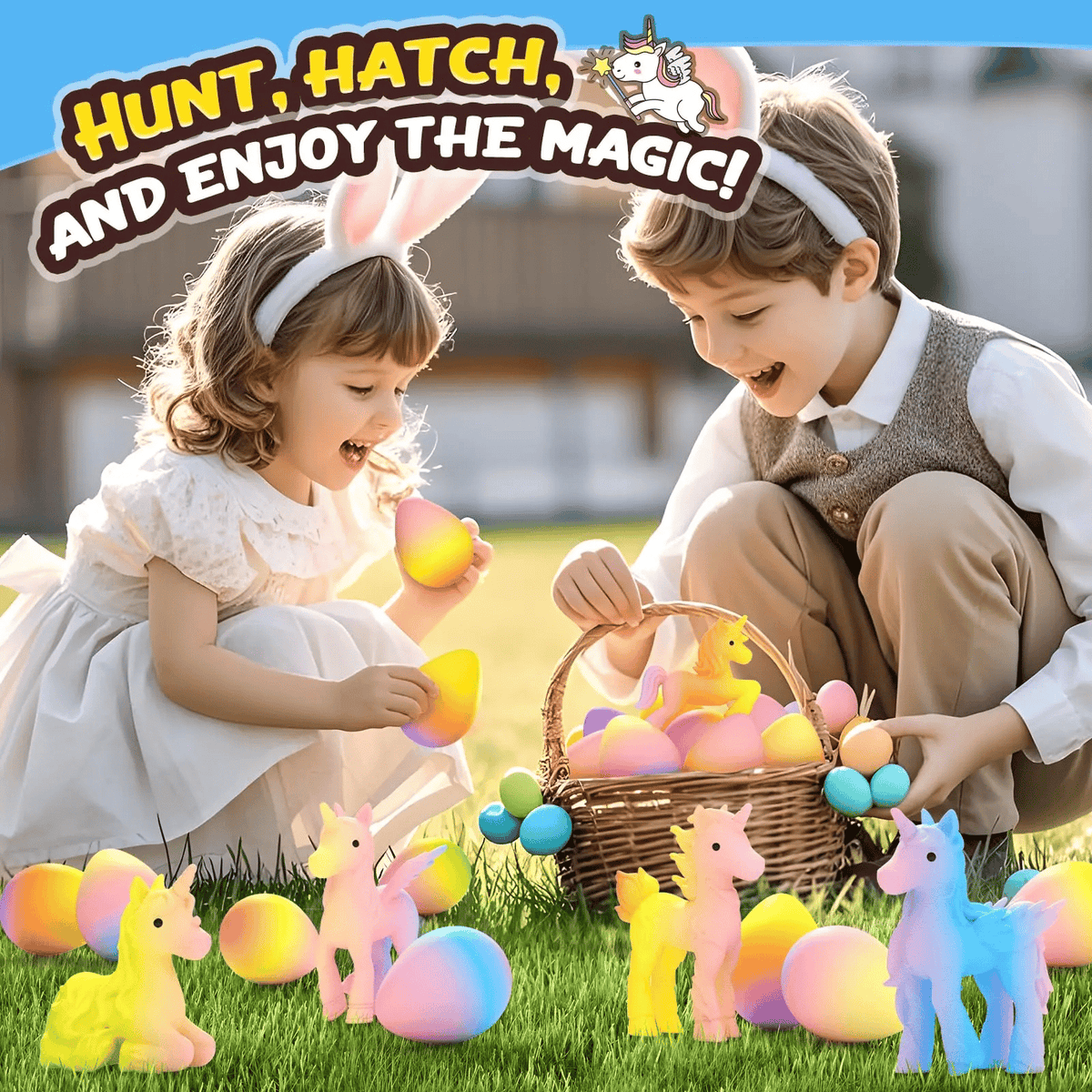 6-Pack Hatching Unicorn Eggs, Growing Toys for Kids, Birthday & Easter Gift