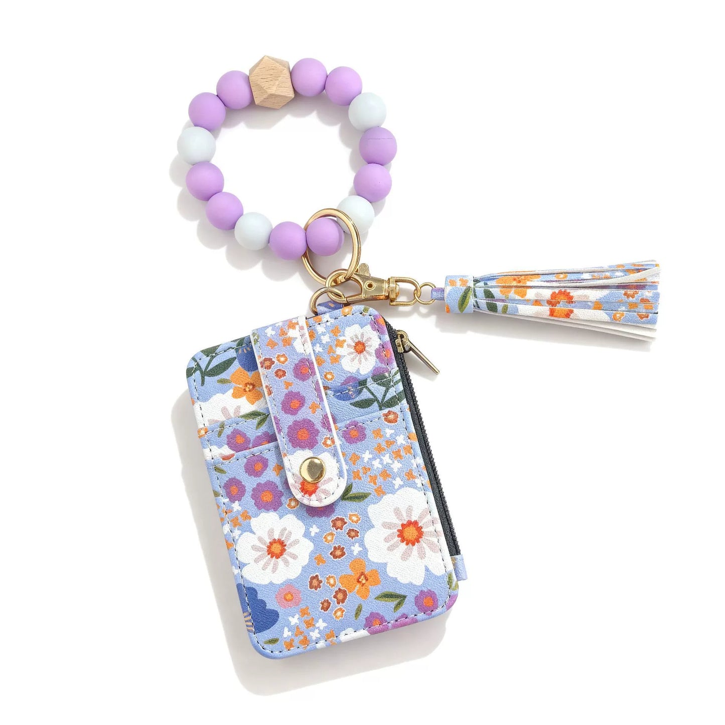 Boho Beaded Tassel Keychain, Flower Pattern Bag Charm for Women
