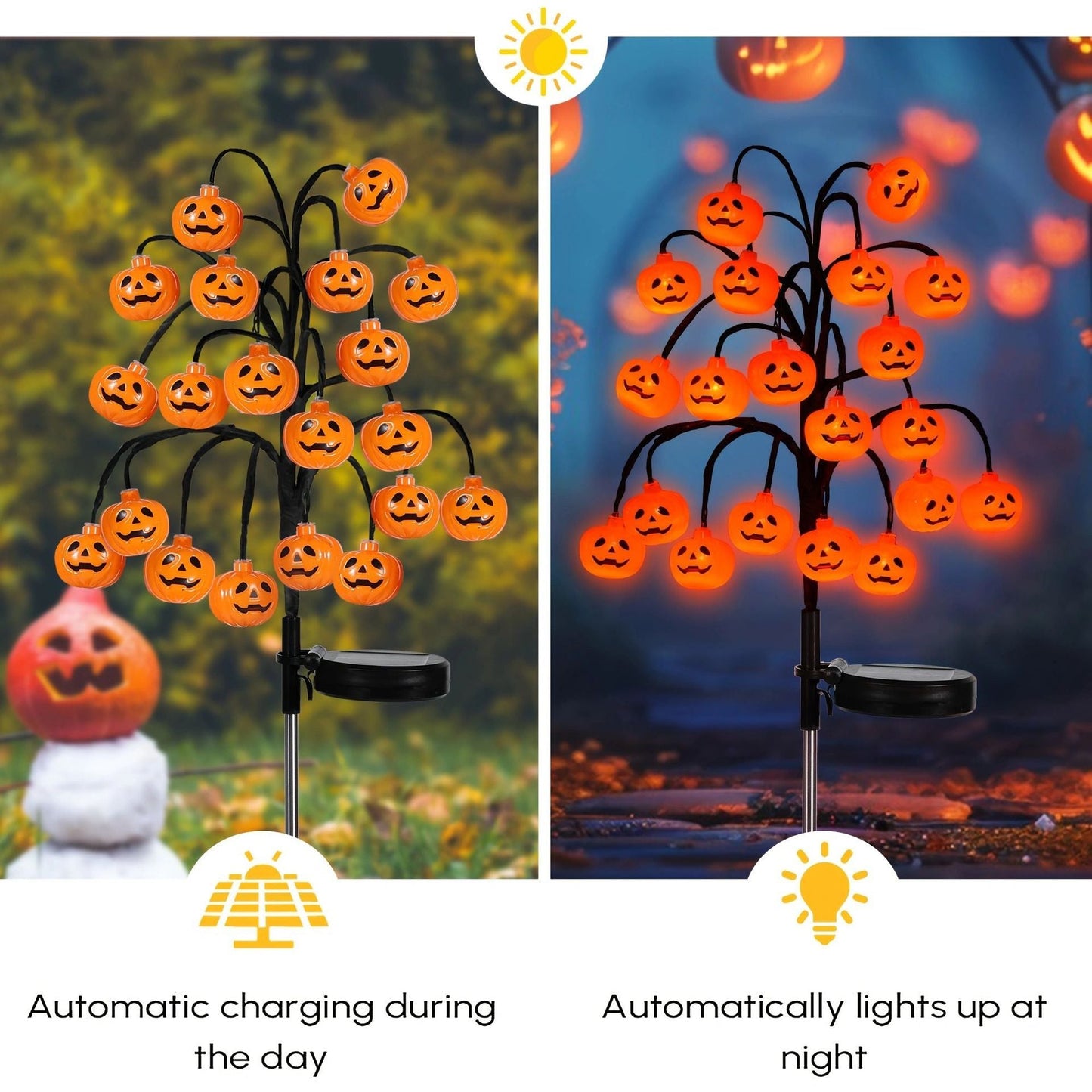 π Pumpkin Solar Stake Lights β Halloween Outdoor Yard Decor