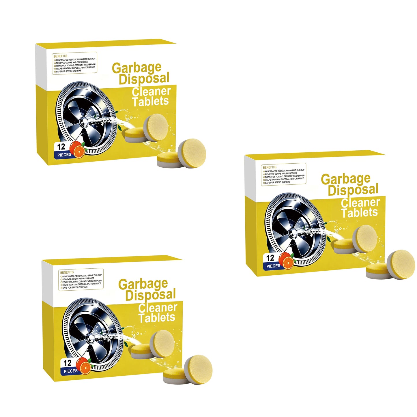🍋Lemon-Scented Garbage Disposal Cleaning Tablets – Deep Clean & Freshen Drains (12 Pack)