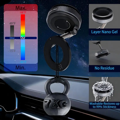 Magnetic Car Phone Holder, Strong Suction Cup, Foldable, For All Phones & Vehicles