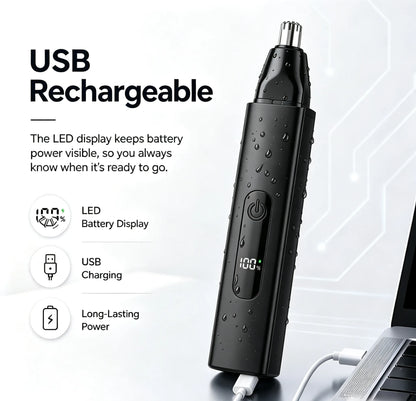 Professional LED Display Nose & Ear Trimmer, Painless Travel Gifts for Men Women.