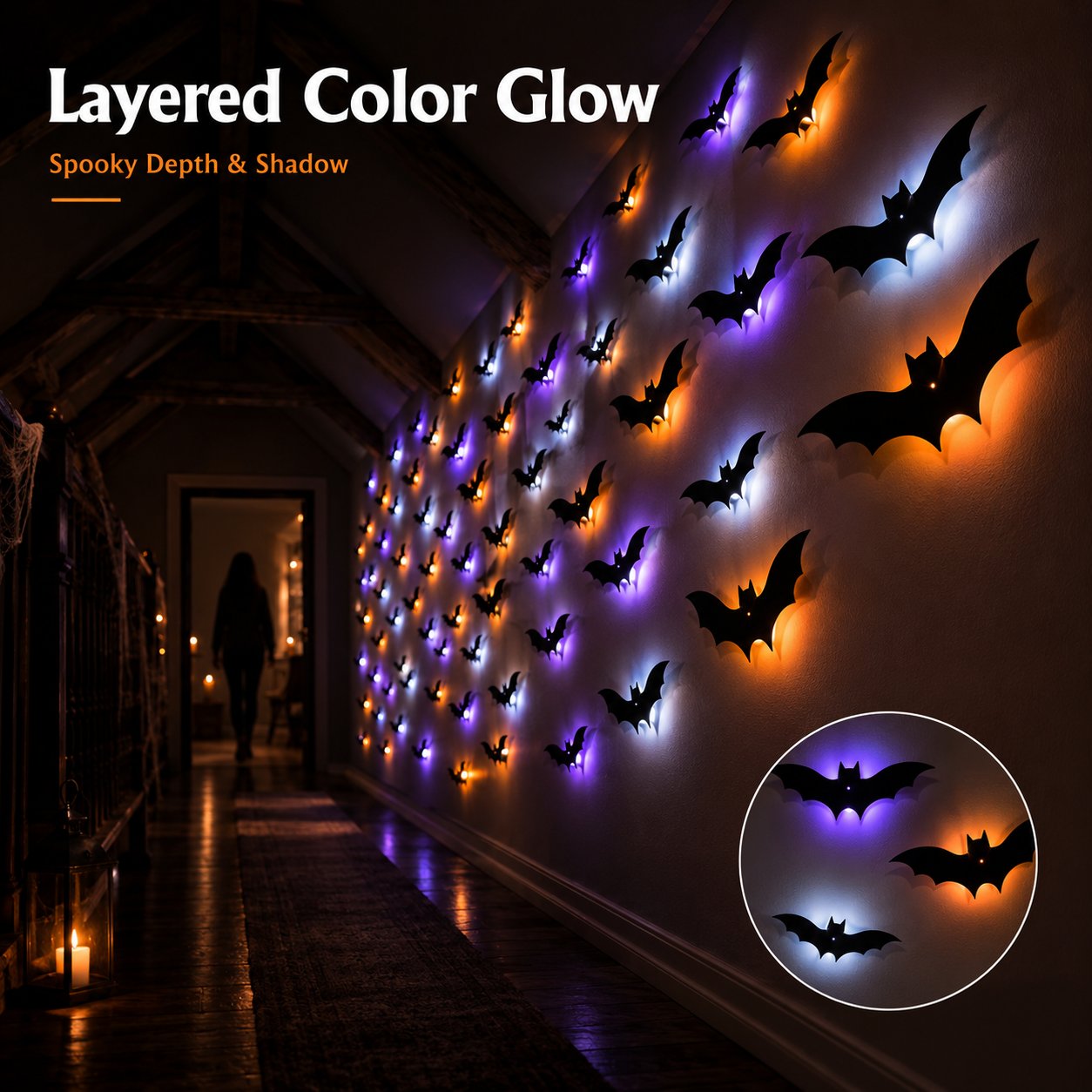 👻🦇3D Bat Light Design LED Decorations, Transform Your Wall Into A Halloween Haunt