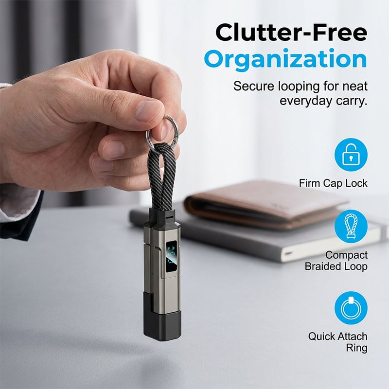 🔥Limited Time SALE 🔥4-in-1 Digital Display Keychain Charging Cable