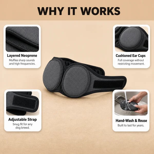 Noise-Reducing Dog Ear Wrap – Soft Comfort Hood for Fireworks, Storms & Loud Events🐶
