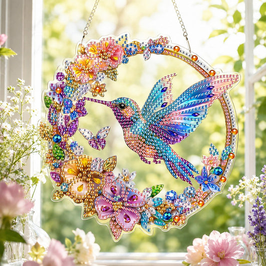 💥Hummingbird Diamond Art Hanging Ornament Kit – Sparkling DIY Window Ornament 🐦✨