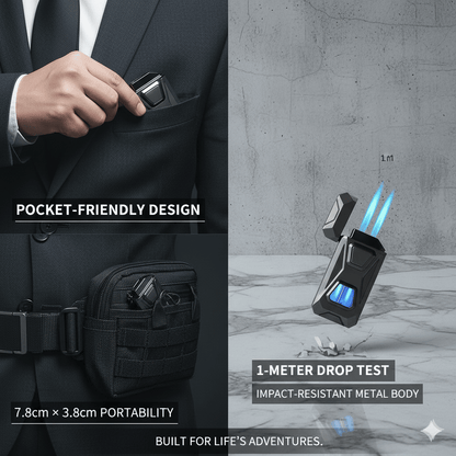 Voice-Activated Dual Flame Lighter,USB Rechargeable Windproof Refillable with Visible Window