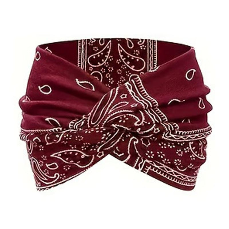 Printed Cross Yoga Headband, Print Hair Band Wide Elastic Hair Band, Twist Knot Headbands