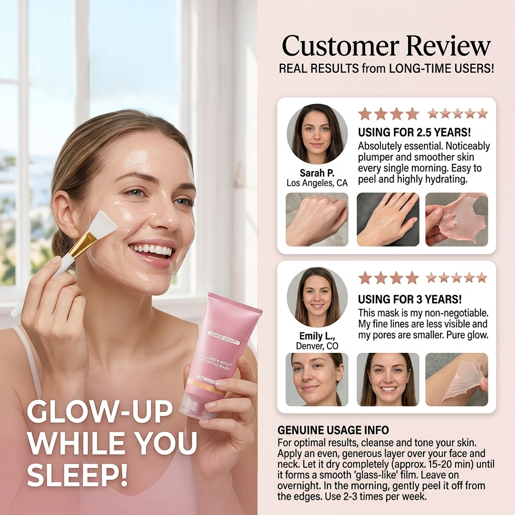 🌙✨Collagen-Infused Peel-Off Overnight Mask – Hydrating Face Mask for a Smooth, Dewy-Looking Glow