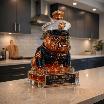 👑 Heritage Bulldog Glass Decanter for Bar Display