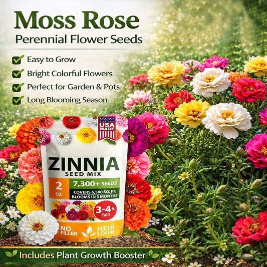 💫🌸Moss Rose🌿Perennial Flower Seeds With Plant Growth Supplement