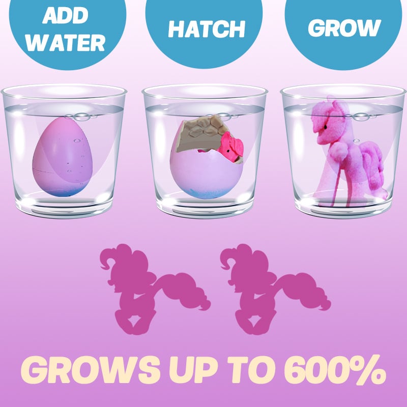6-Pack Hatching Unicorn Eggs, Growing Toys for Kids, Birthday & Easter Gift