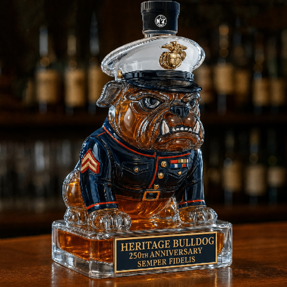 👑 Heritage Bulldog Glass Decanter for Bar Display