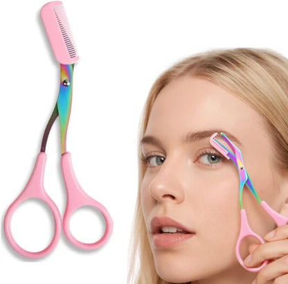 Eyebrow Trimmer Scissor, 2-in-1 Professional Eyebrow Scissor with Comb, Stainless Steel Precision Eyebrow Cutter