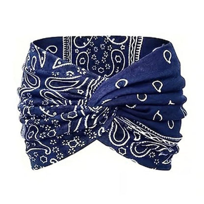Printed Cross Yoga Headband, Print Hair Band Wide Elastic Hair Band, Twist Knot Headbands