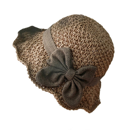 Stylish Woven Straw Sun Hat with Bow Detail