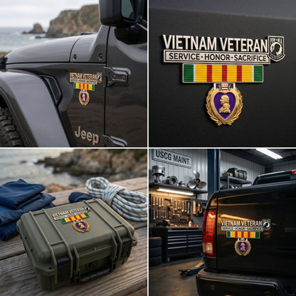 🎖️Vietnam-Era Veteran Tribute Car Emblem – Commemorative Metal Auto Badge for Honor & Remembrance