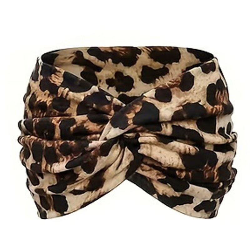Printed Cross Yoga Headband, Print Hair Band Wide Elastic Hair Band, Twist Knot Headbands