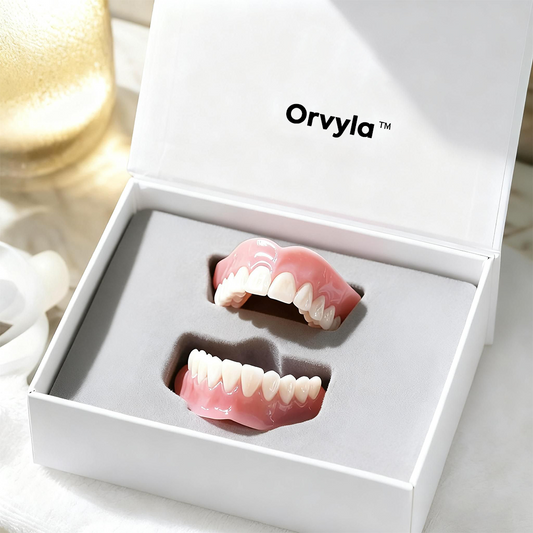 ORVYLA DENTURES-Boil-and-Bite Functional Denture, Self-fit at Home, Fully Adjustable for Narrow or Wide Arches, Long or Short-term Solution, Eat, Drink and Smile Confidently