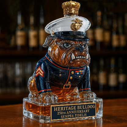 👑 Heritage Bulldog Glass Decanter for Bar Display