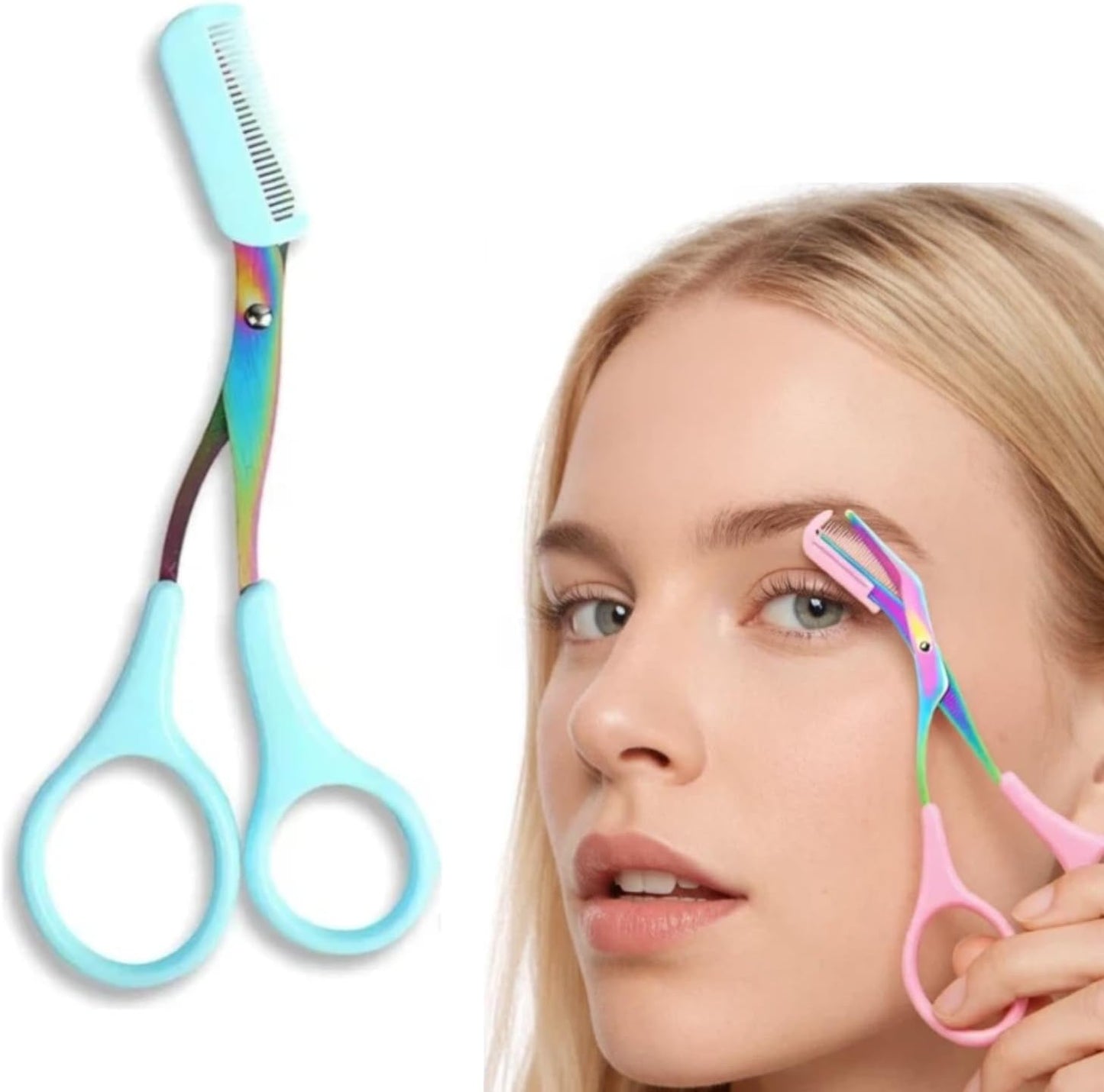 Eyebrow Trimmer Scissor, 2-in-1 Professional Eyebrow Scissor with Comb, Stainless Steel Precision Eyebrow Cutter