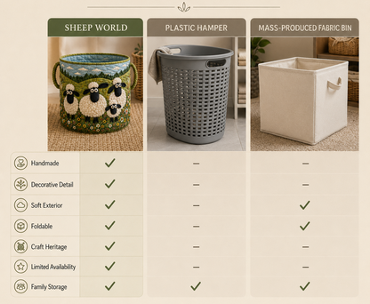🐏Sheep World Hand-Quilted Laundry Basket