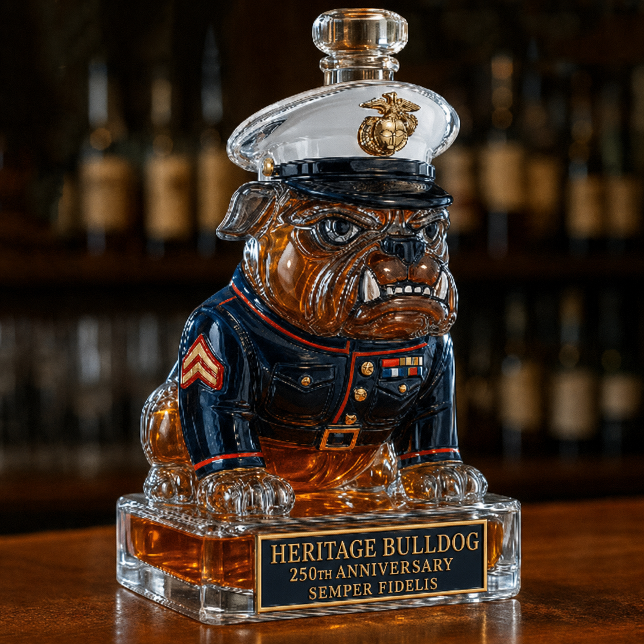 👑 Heritage Bulldog Glass Decanter for Bar Display
