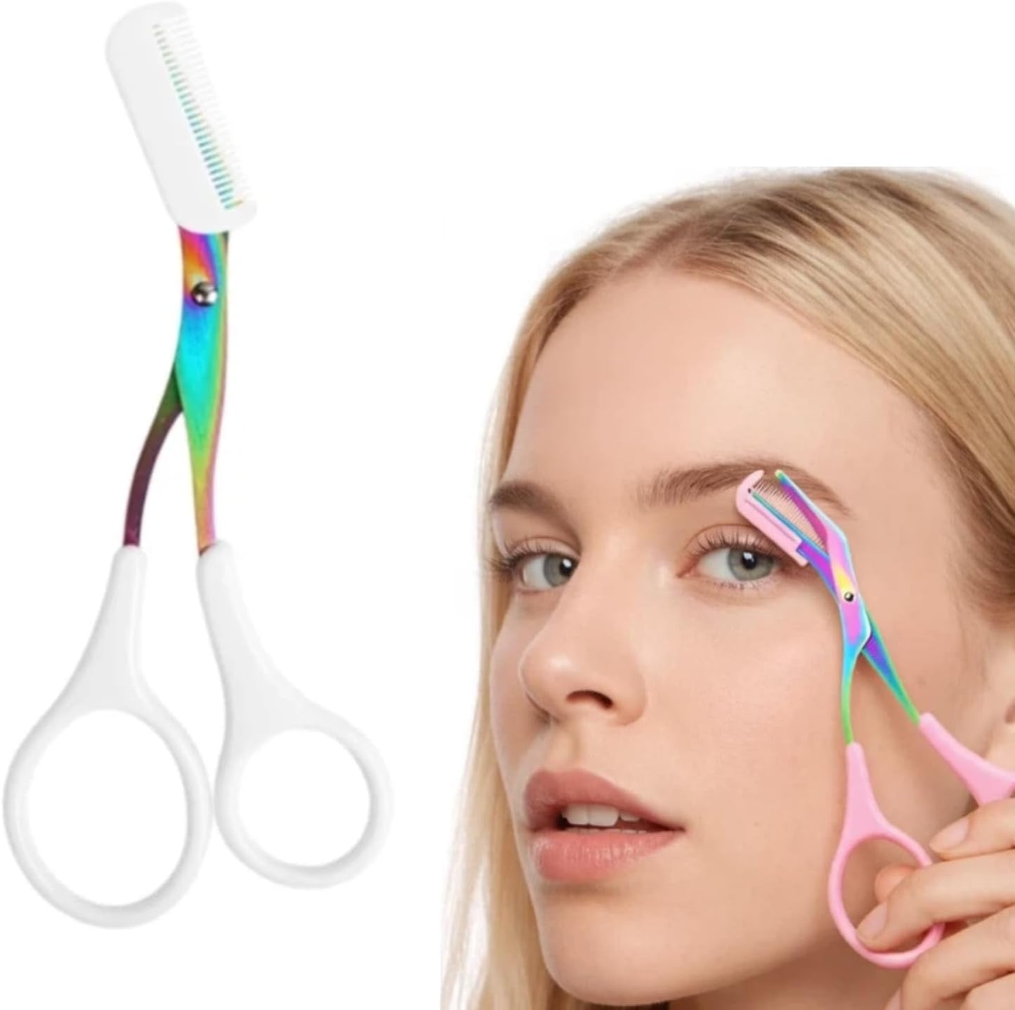 Eyebrow Trimmer Scissor, 2-in-1 Professional Eyebrow Scissor with Comb, Stainless Steel Precision Eyebrow Cutter