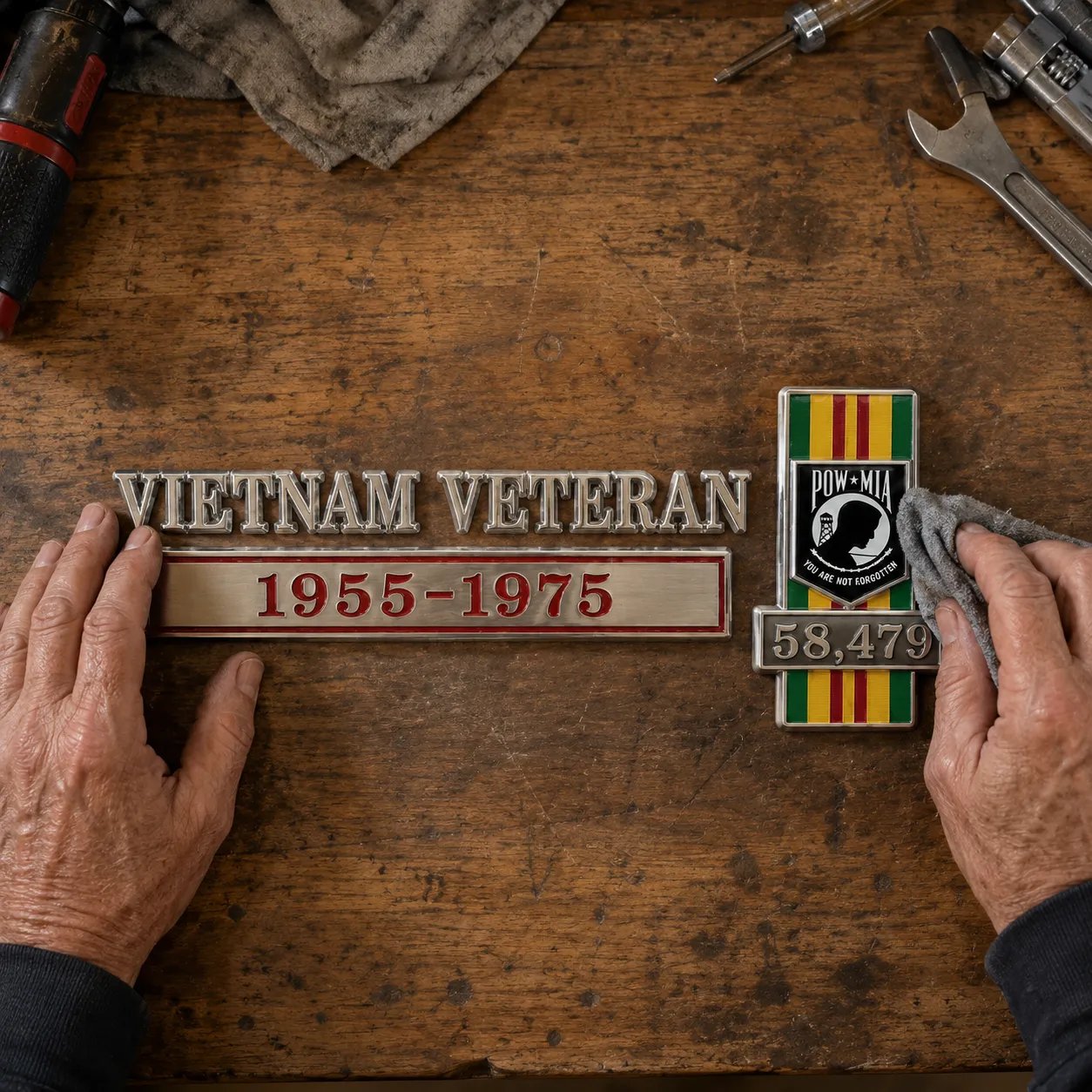🎖️Vietnam-Era Veteran Tribute Car Emblem – Commemorative Metal Auto Badge for Honor & Remembrance
