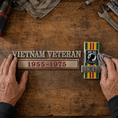 🎖️Vietnam-Era Veteran Tribute Car Emblem – Commemorative Metal Auto Badge for Honor & Remembrance