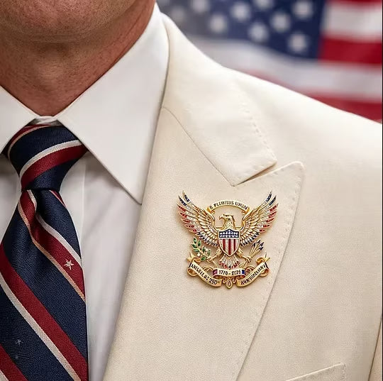 America 250th Anniversary Brooch – Patriotic Commemorative Pin for 2026 Celebration