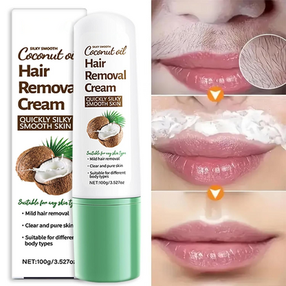 Coconut Oil Depilatory Cream,Gentle Hair Removal for All Skin Types