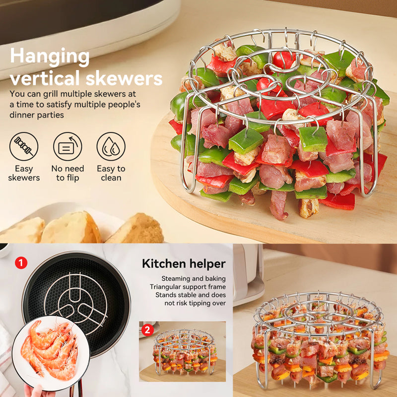 🔥 Air Fryer Skewer Rack – Stainless Steel Vertical Kebab Holder🍢