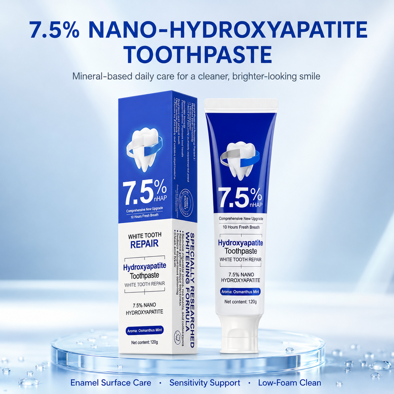 7.5% Nano-Hydroxyapatite Toothpaste – Gentle Enamel & Sensitivity Care