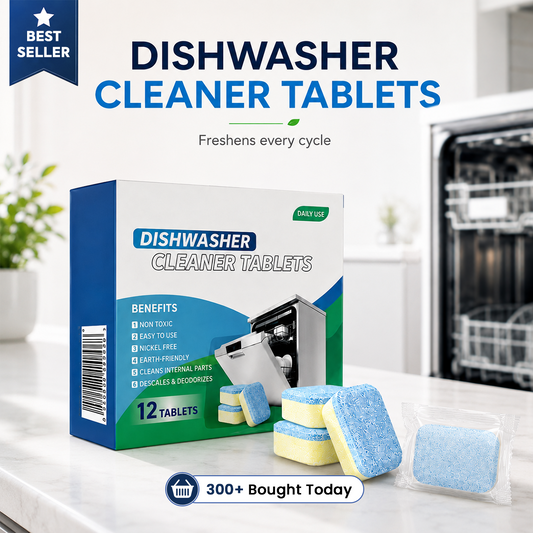 Dishwasher Cleaner Tablets 12-Pack – Descaling & Deodorizing Pods for Limescale, Calcium Buildup & Odor Control