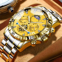 Two-tone gold band with gold face