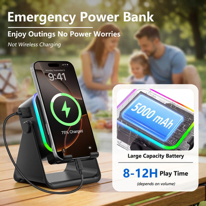 6-in-1 Wireless Bluetooth Speaker with Phone Stand & RGB Light