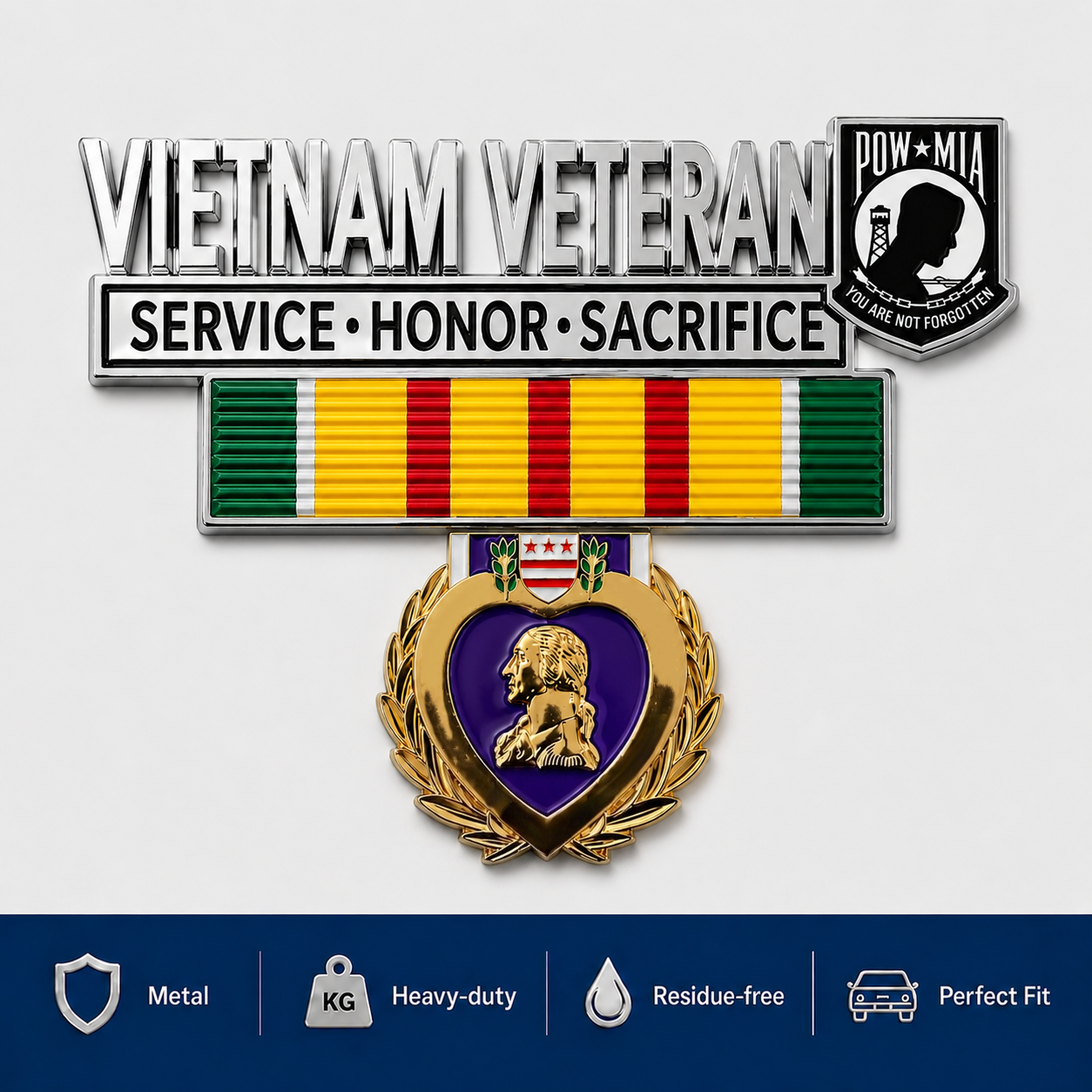 🎖️Vietnam-Era Veteran Tribute Car Emblem – Commemorative Metal Auto Badge for Honor & Remembrance