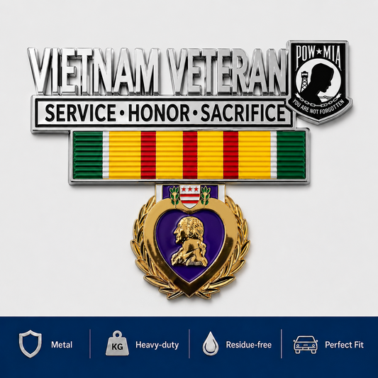 🎖️Vietnam-Era Veteran Tribute Car Emblem – Commemorative Metal Auto Badge for Honor & Remembrance