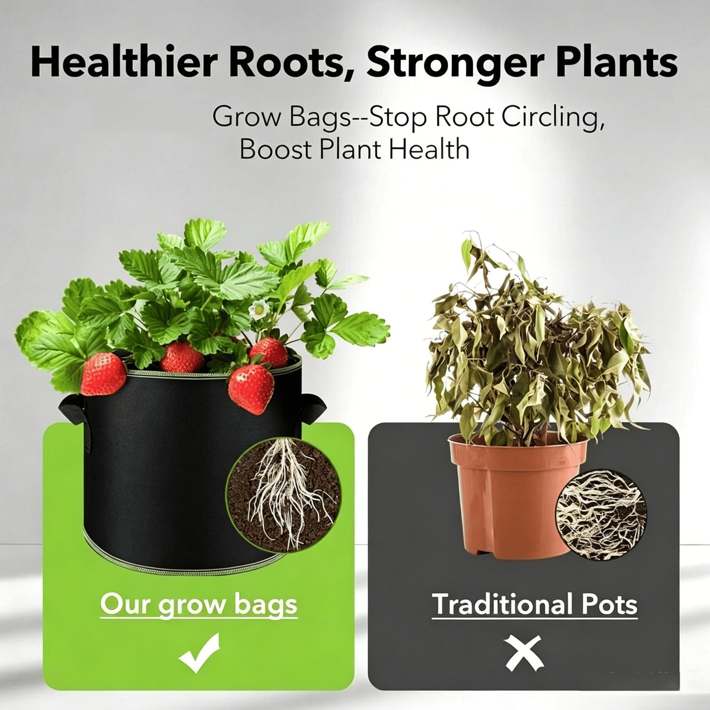 🌱 5-Pack 5 Gallon Grow Bags – Heavy Duty Aeration Fabric Pots with Handles for Vegetables, Flowers & Fruits