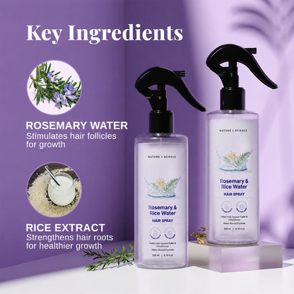 Rosemary & Rice Water Hair Spray – Lightweight Daily Hair Mist for Soft, Fresh, Healthy-Looking Hair