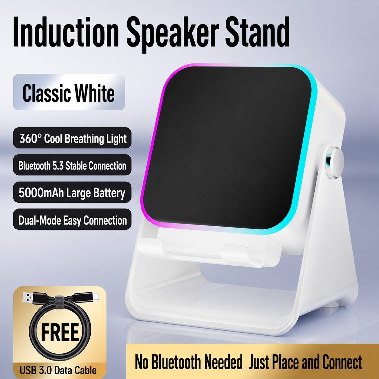 6-in-1 Wireless Bluetooth Speaker with Phone Stand & RGB Light