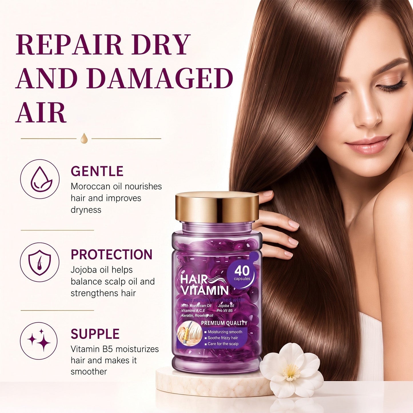 Violet & Argan Oil Hair Vitamin Capsules for Colored Permed Hair